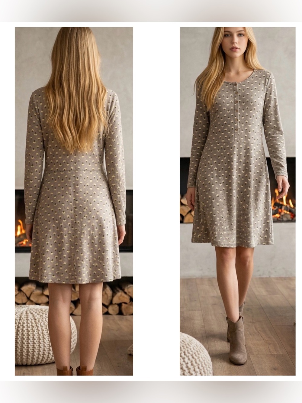 Gudrun Sjoden Wm Sz L Lagenlook Organic cotton jersey ditsy flora tunic dress
